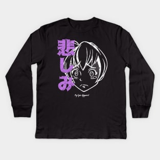 Sad Anime Girl Kids Long Sleeve T-Shirt